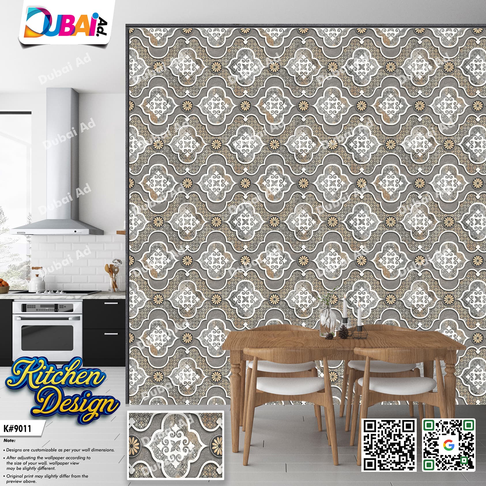 Kitchen wallpaper design WP-KIT-007 by DubaiAd.
