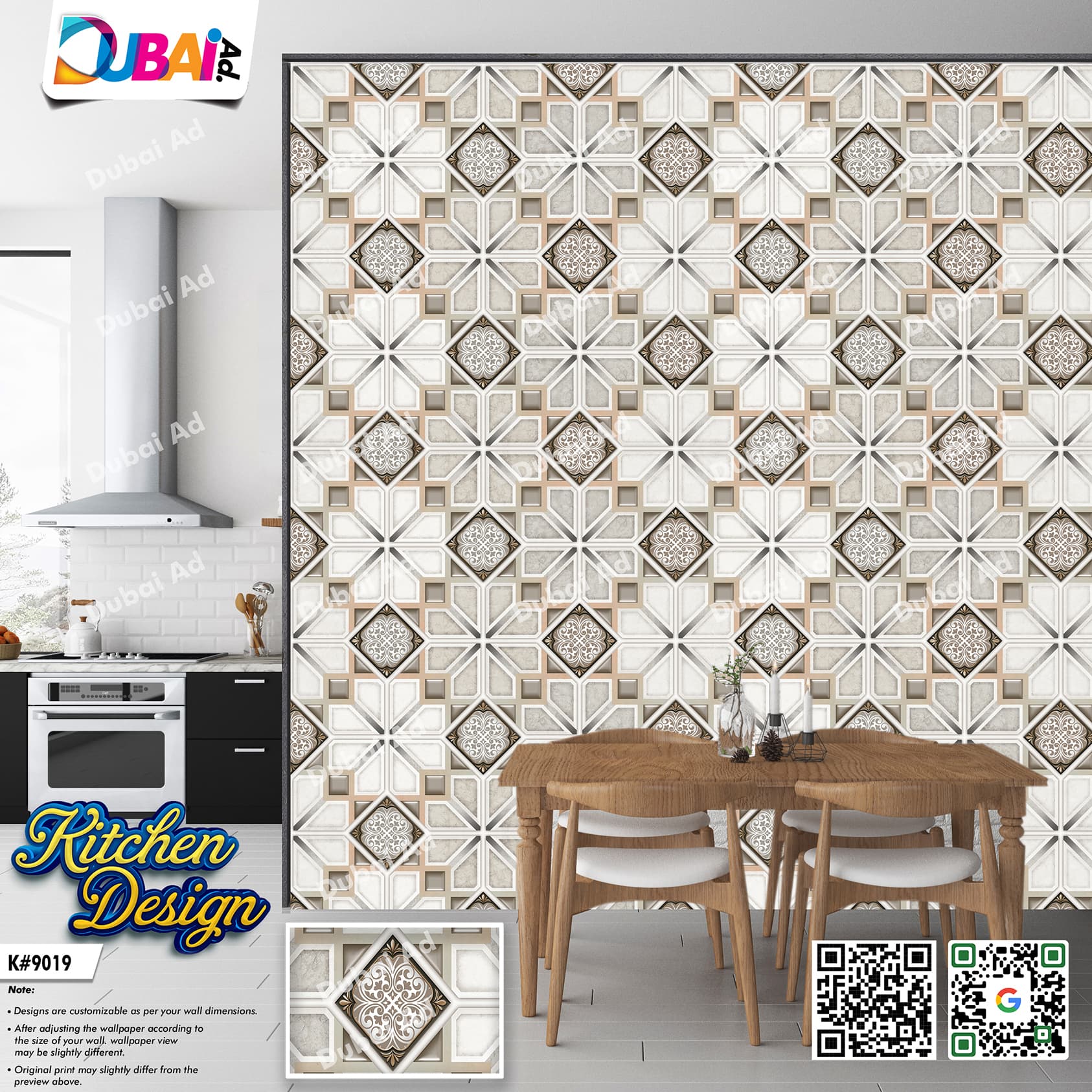 Kitchen wallpaper design WP-KIT-010 by DubaiAd.